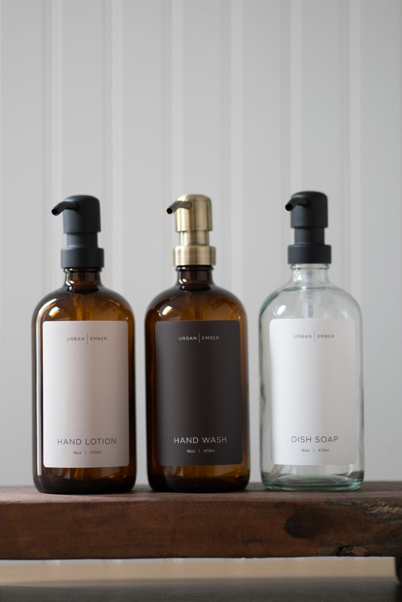 Minimalist Collection - Amber Glass Ivory Hand Wash, Dish Soap or