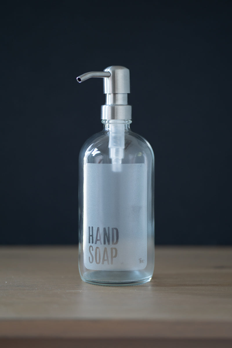 Clear Modern Apothecary Hand Soap, Dish Soap PET Plastic Bottle Duo