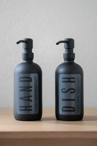 Matte Black glass hand and dish soap dispensers