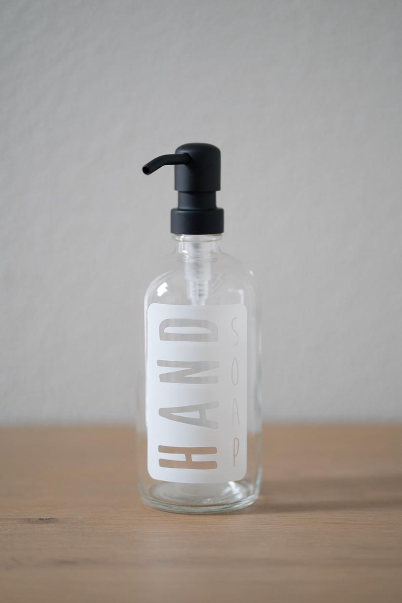 Classic Collection - Clear Glass Laser Etched Classic Hand Soap or Dis –  Urban Ember