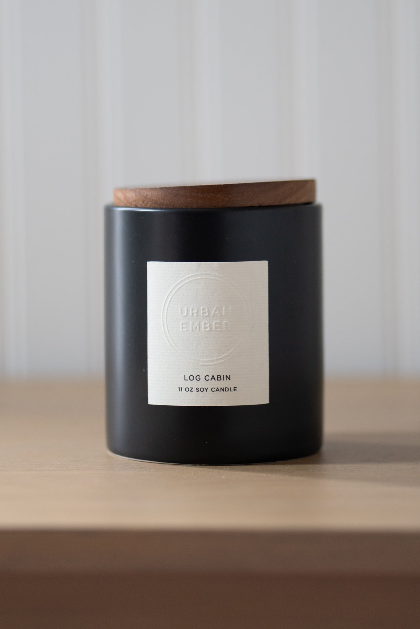 Log Cabin hand poured small batch urban ember soy candle