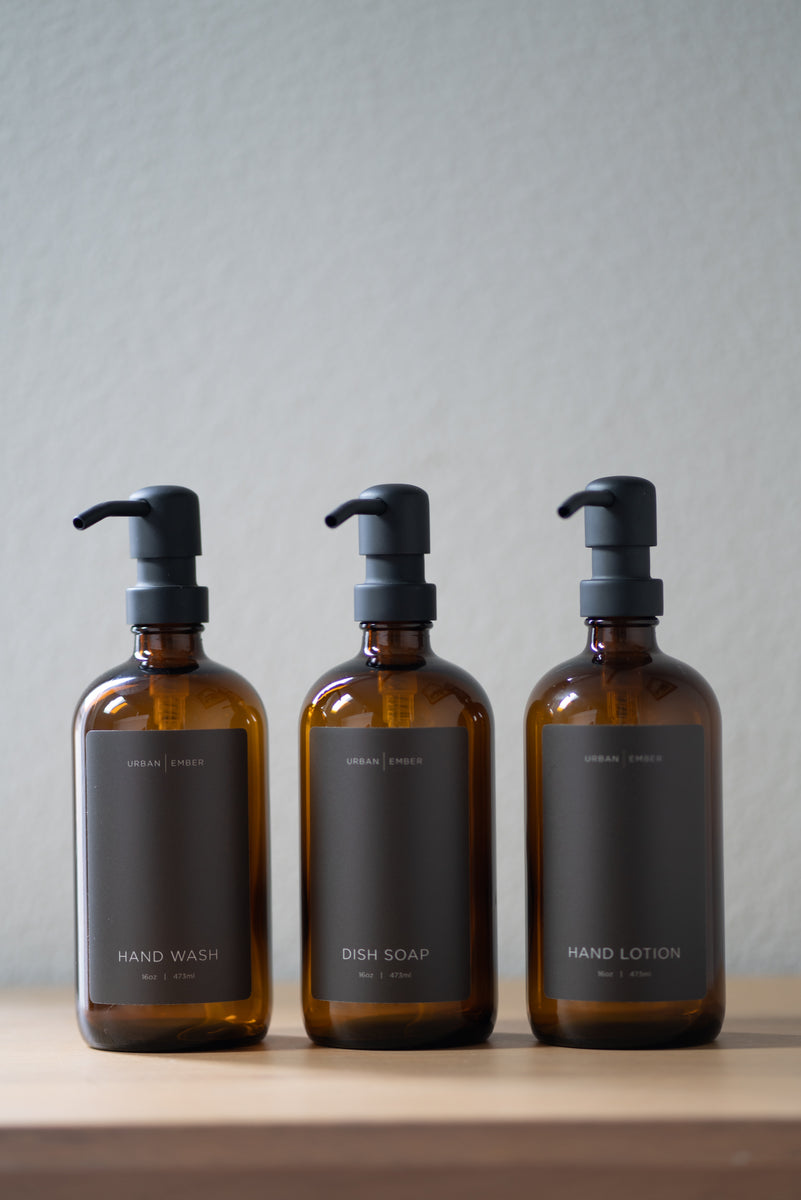 Minimalist Collection - Amber Glass Mocha Hand Wash Dispenser