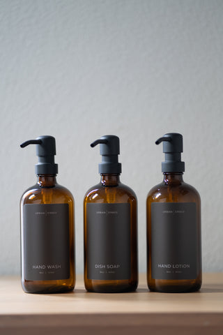 Minimalist Collection - Amber Glass Mocha Hand Wash, Dish Soap or Hand Lotion Dispenser