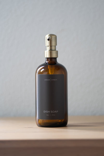 Minimalist Collection - Amber Glass Mocha Hand Wash, Dish Soap or Hand Lotion Dispenser