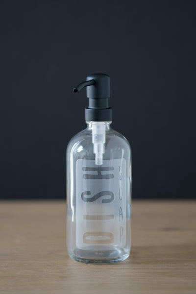 Classic Collection - Clear Glass Laser Etched Classic Hand Soap or Dish Soap Dispenser