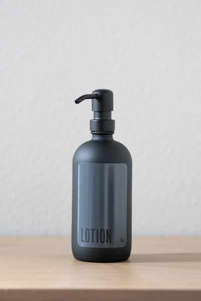 Reusable matte black glass lotion dispenser