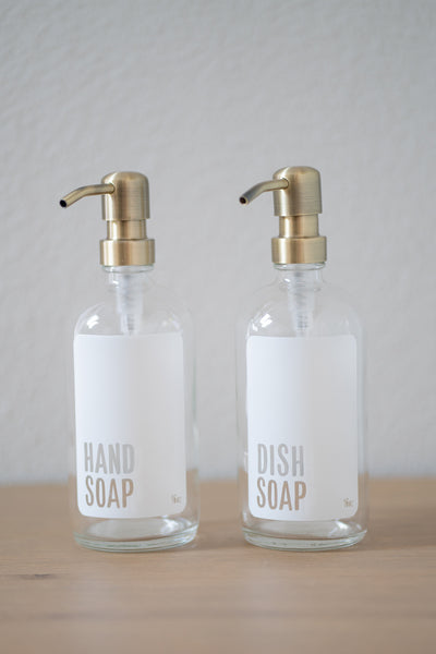 Modern Collection - Clear Glass White Dish Soap or Hand Sanitizer Dispenser