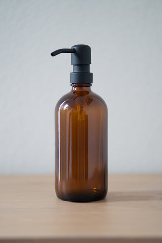 Amber Glass soap bottle with metal pump