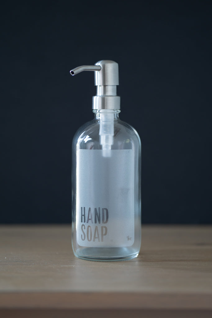 Engraved Glass Soap Dispenser Engraved Signature Collection White Glass  Bottle for the Kitchen or Bathroom Sink Metal Pump 