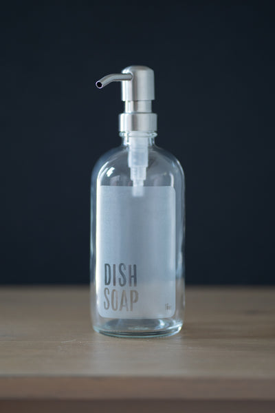 Etched Glass Dish Soap bottle with stainless steel pump