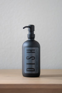 Matte black glass dish soap bottle