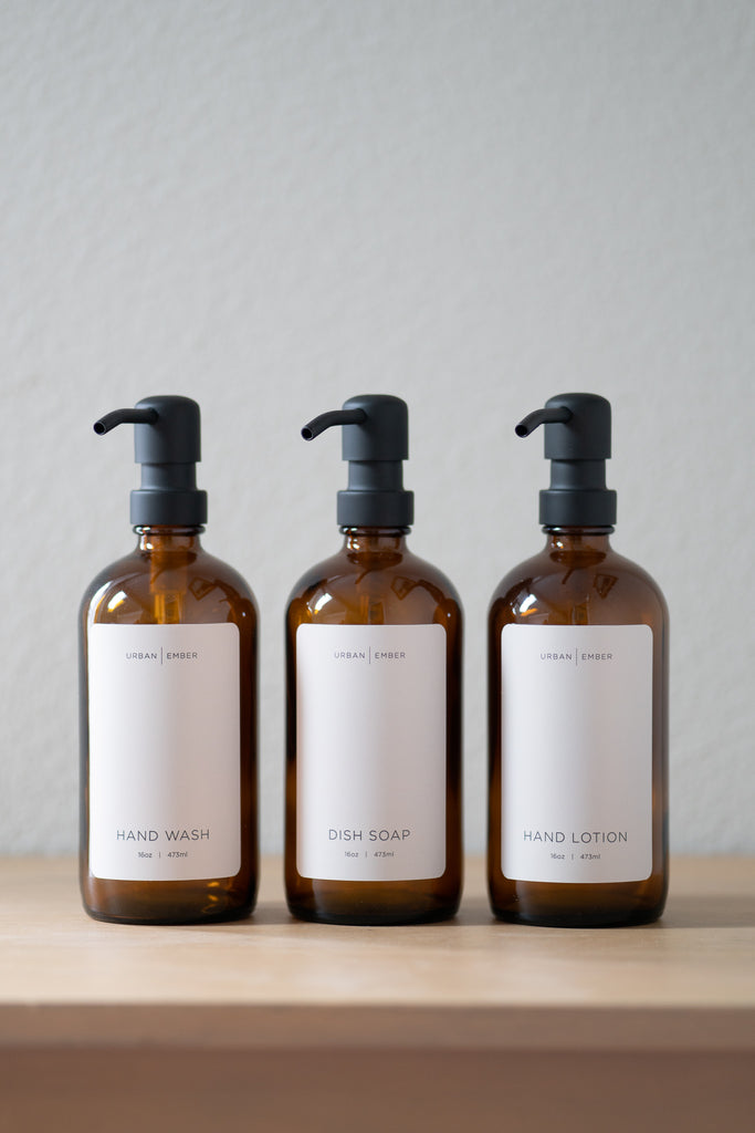 Minimalist Collection - Amber Glass Ivory Hand Wash, Dish Soap or Hand –  Urban Ember