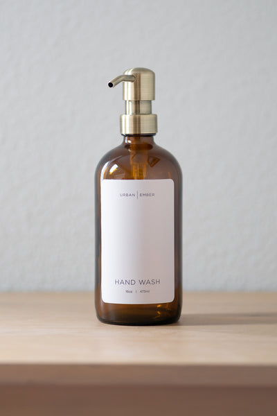 Minimalist Collection - Amber Glass Ivory Hand Wash, Dish Soap or Hand Lotion Dispenser