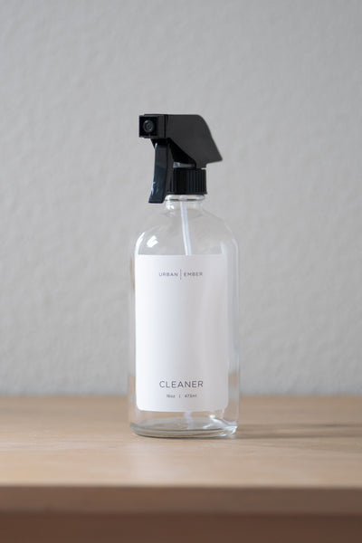 Glass refillable cleaner spray bottle
