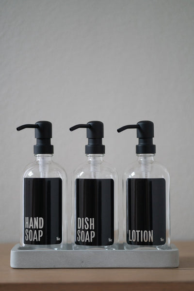 Modern Collection - Clear Glass with Black Hand Soap, Dish Soap, Soap or Lotion Dispenser