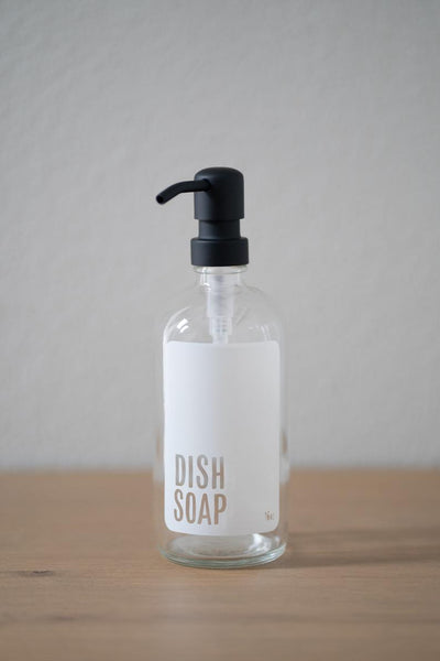 Modern Collection - Clear Glass White Dish Soap or Hand Sanitizer Dispenser
