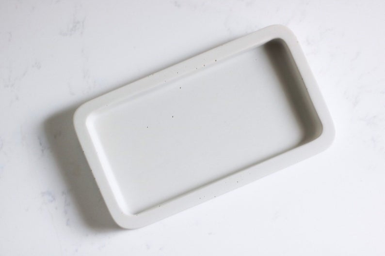 White concrete handmade soap dispenser tray
