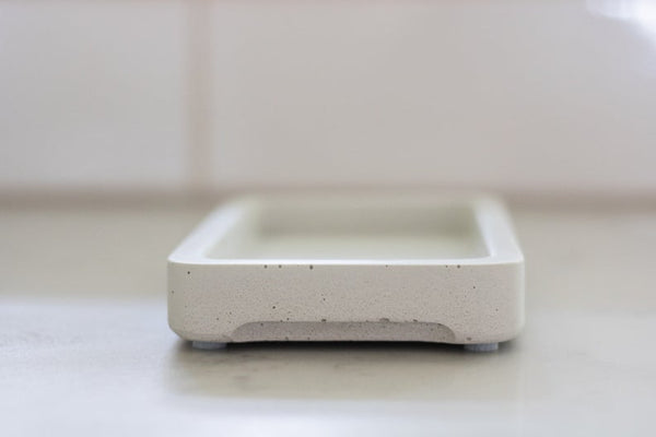 Handmade concrete soap dispenser tray